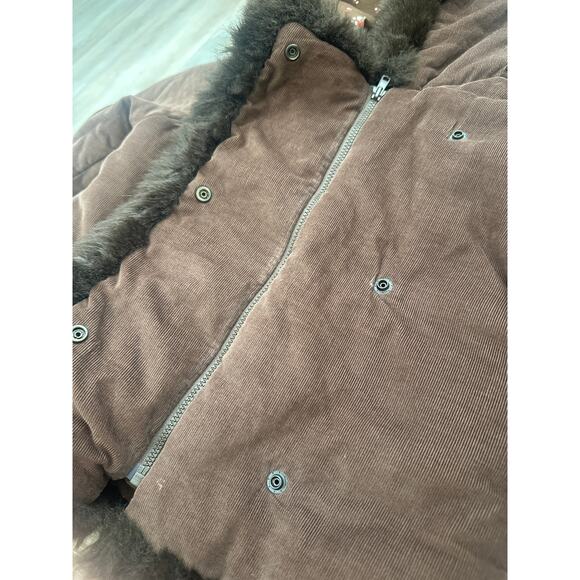 Babygap corduroy winter jacket coat fur trim Sz 5T 100% Cotton - Picture 4 of 6